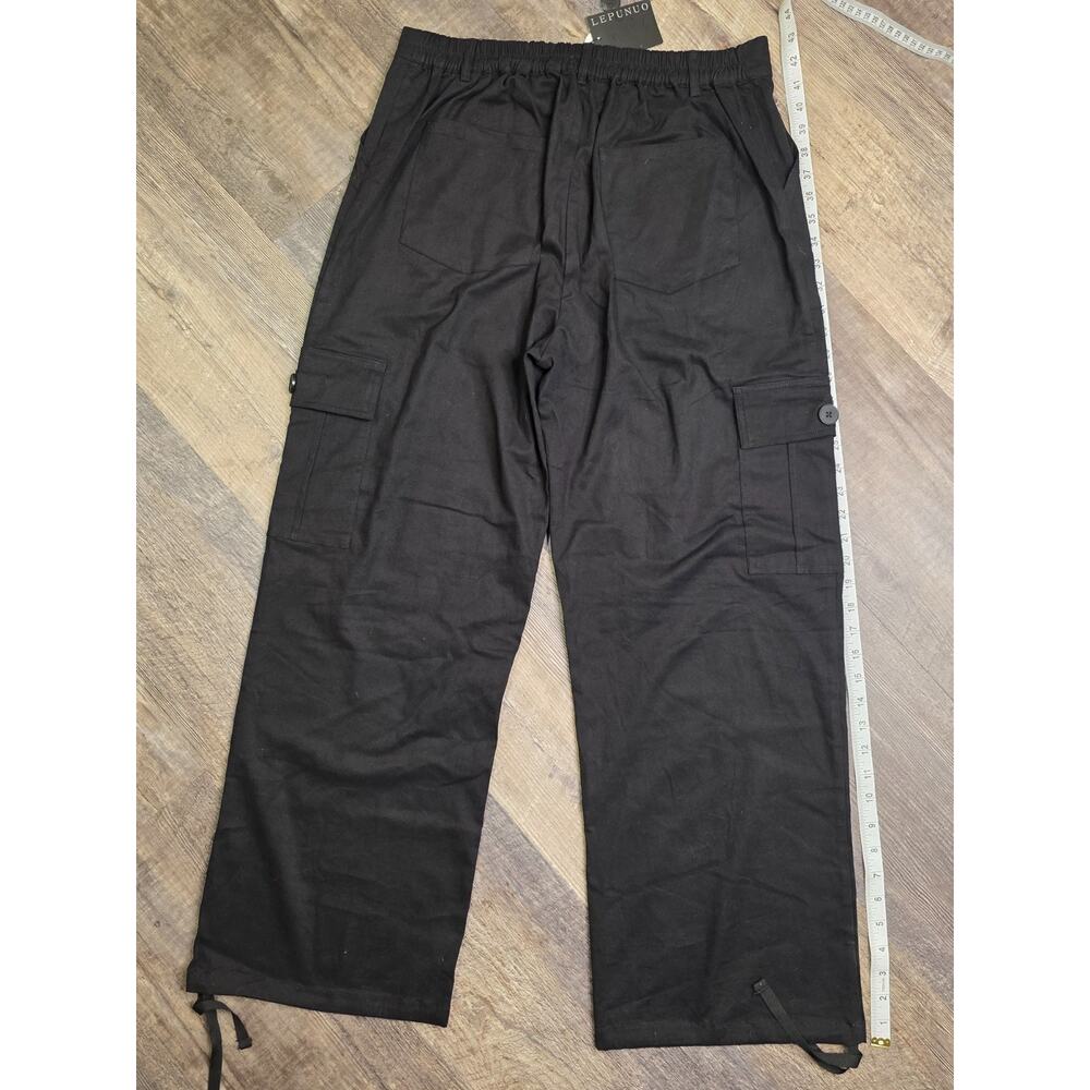 New Lepunuo Womens Black Cargo Pants Wide Leg Parachute Trousers Size XXL NWT - Picture 4 of 6